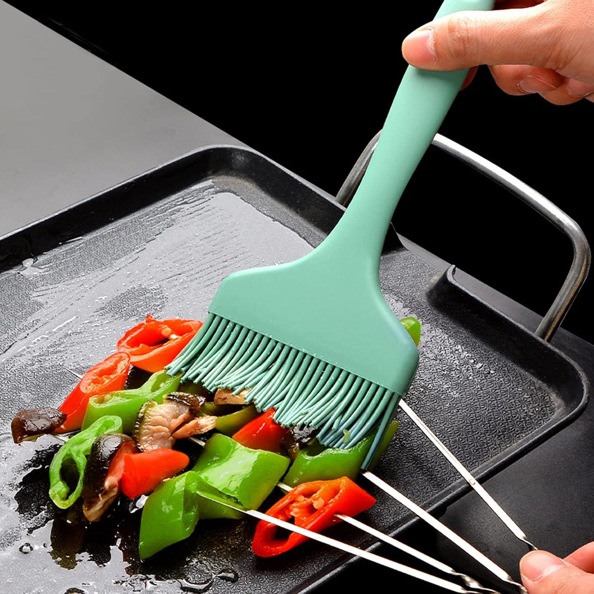 Basting Brush Silicone Pastry Baking Brushes Large Grill BBQ Sauce Marinade Meat Glazing Oil Brush Heat Resistant, Kitchen Cooking Baste Pastries Cakes Desserts, Dishwasher Safe 2Pack (2)