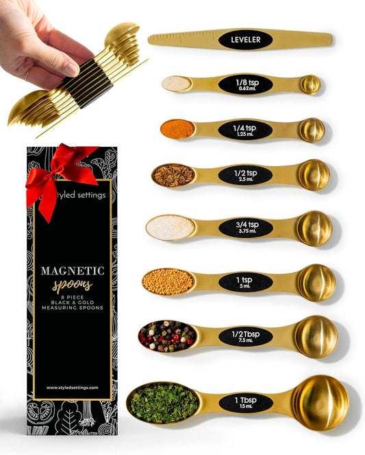 Styled Settings Magnetic Measuring Spoons Set, Gold