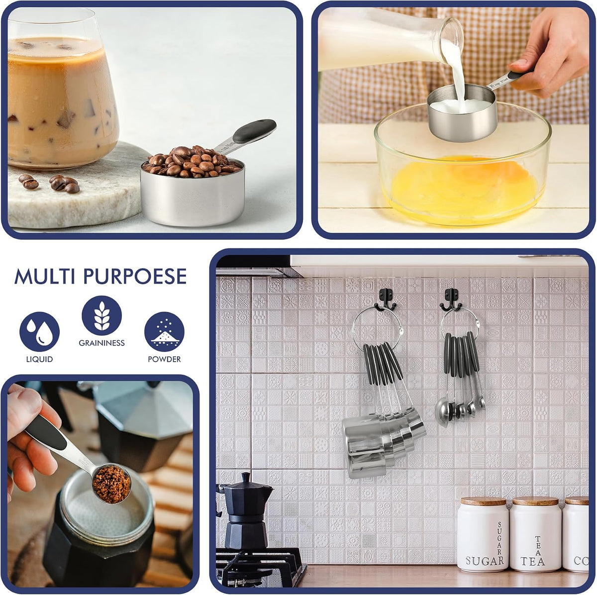 HOTEC 10-Pack Measuring Cups &Spoons Set, Black