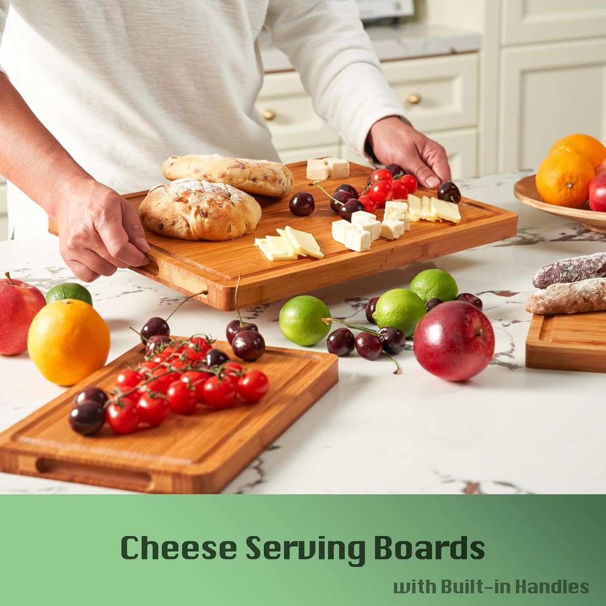 Allsum Extra Thick Wood Cutting Board for Kitchen, Reversible and Durable