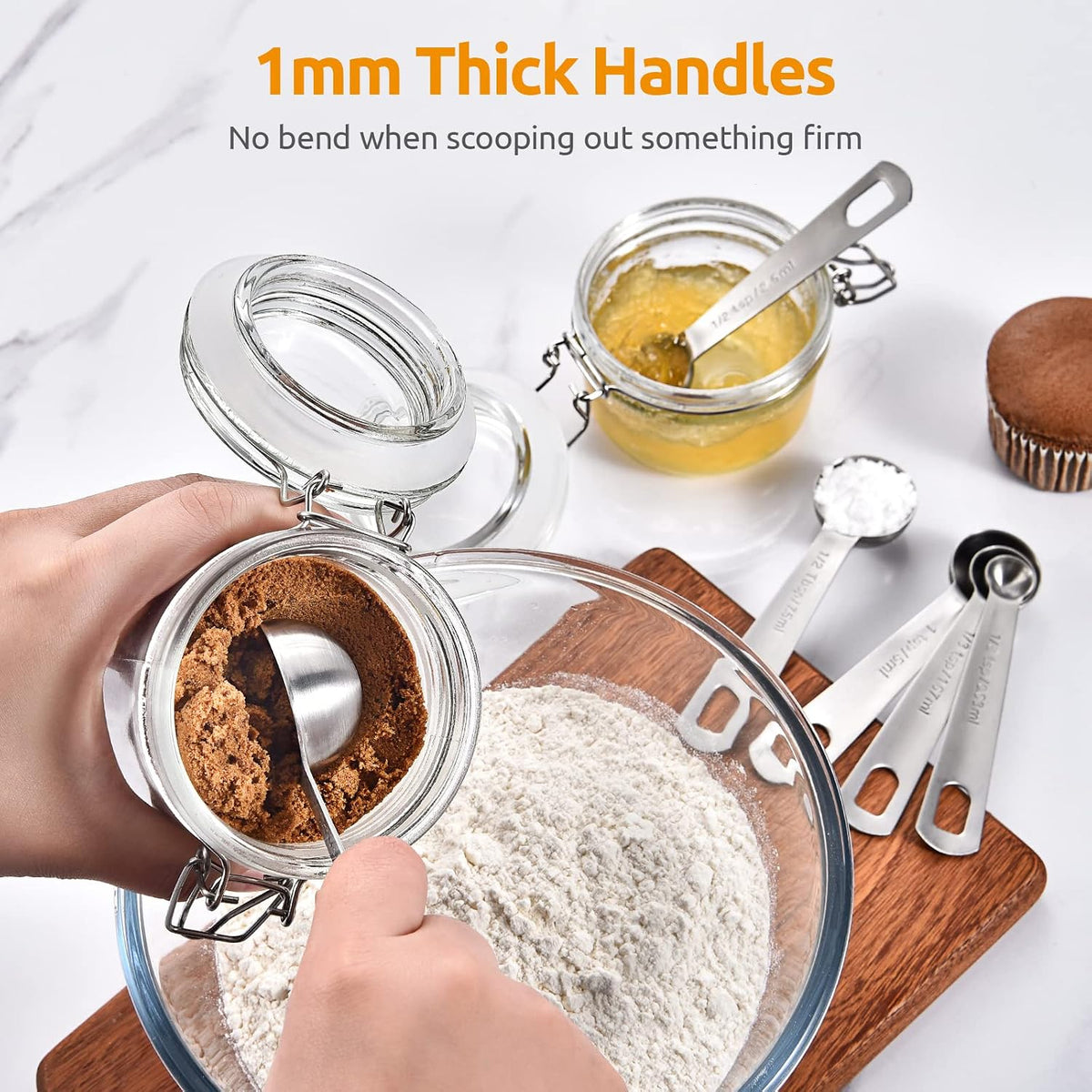 U-Taste 18/8 Stainless Steel Measuring Spoons Set of 7, Teaspoon Tablespoon
