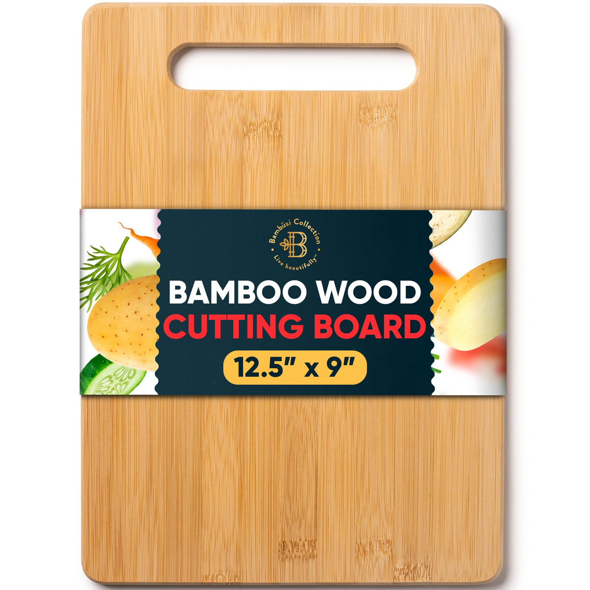 Bamboo Cutting Boards for Kitchen - Set of 3 Reversible Wood Cutting Boards with Handle, Large Medium Small Chopping Boards for Meat Vegetables Fruit Cheese Bread, Knife Friendly, 13x9.5 11x8.5 8x6