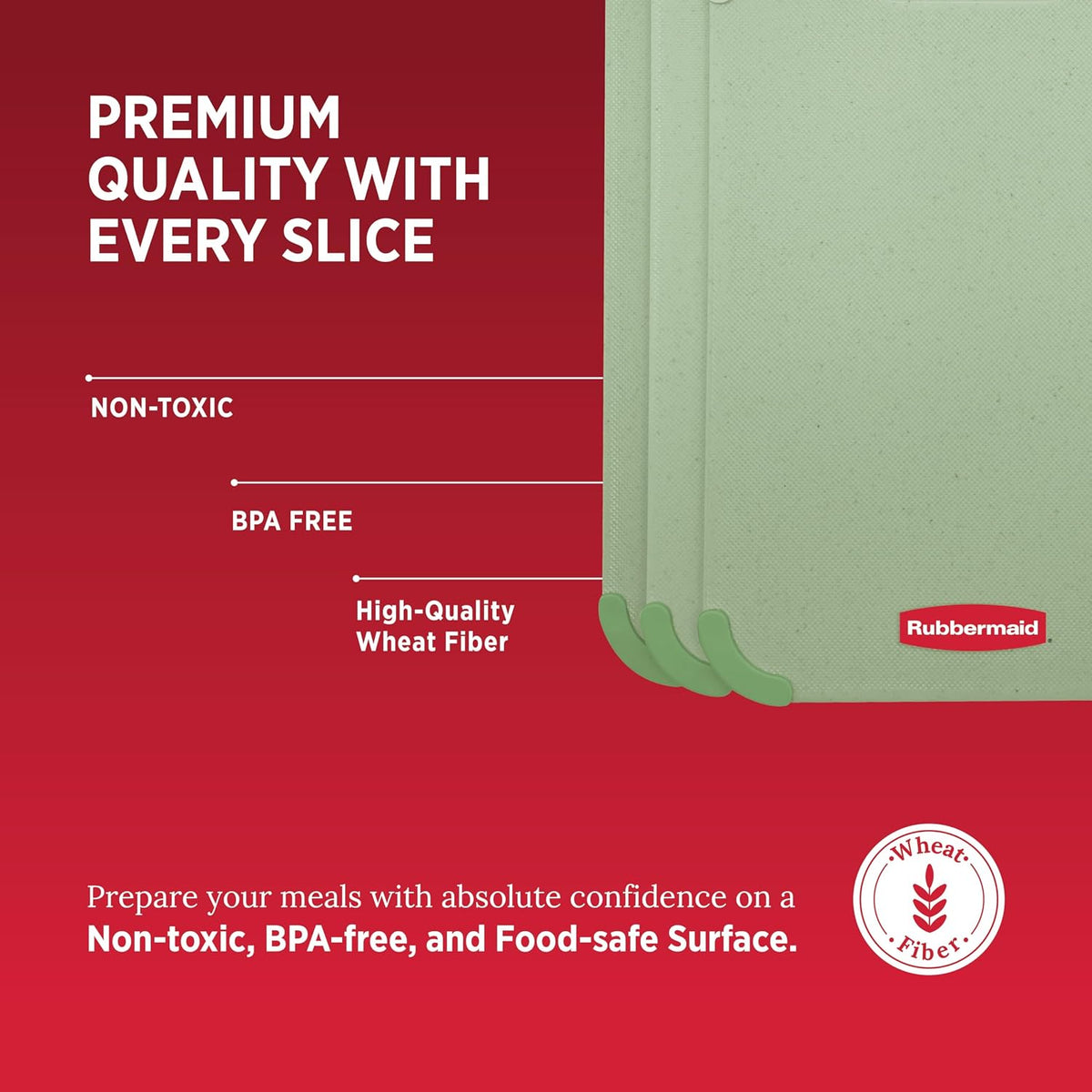Rubbermaid 3pc Reversible Wheat Fiber Cutting Board Set | BPA Free Non Toxic Cutting Boards for Kitchen – Dishwasher Safe, Non-Slip Corners & Lightweight | For Meat, Veggies & Fruits