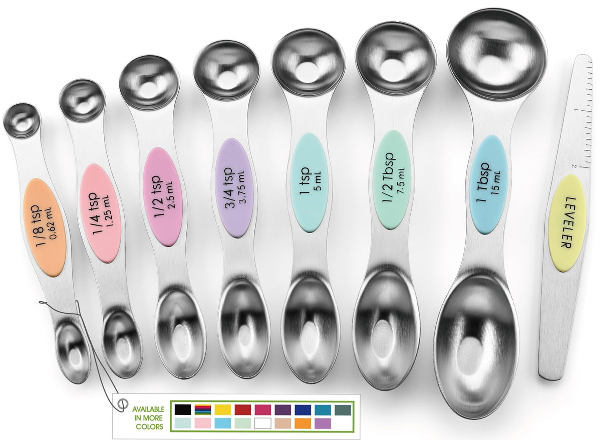 Spring Chef Magnetic Measuring Spoons Set of 8 for Kitchen, Multicolor