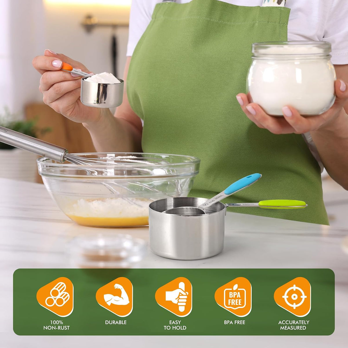 HOTEC 10-Pack Measuring Cups & Spoons Set, Multicolor