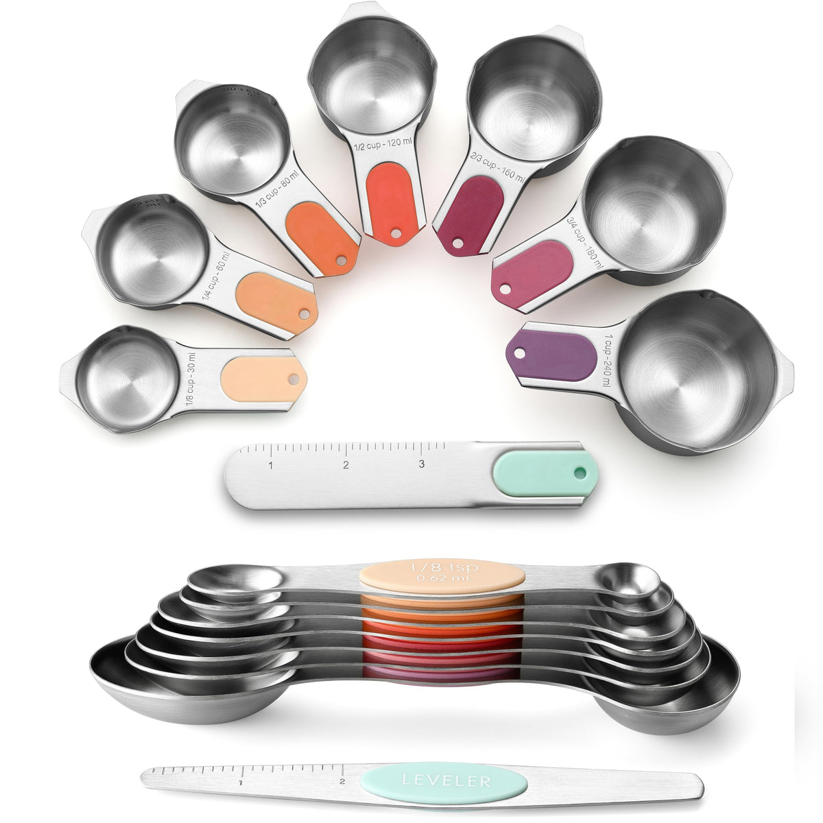 Spring Chef Magnetic Measuring Cups & Spoons Set of 9 with Leveler, Black