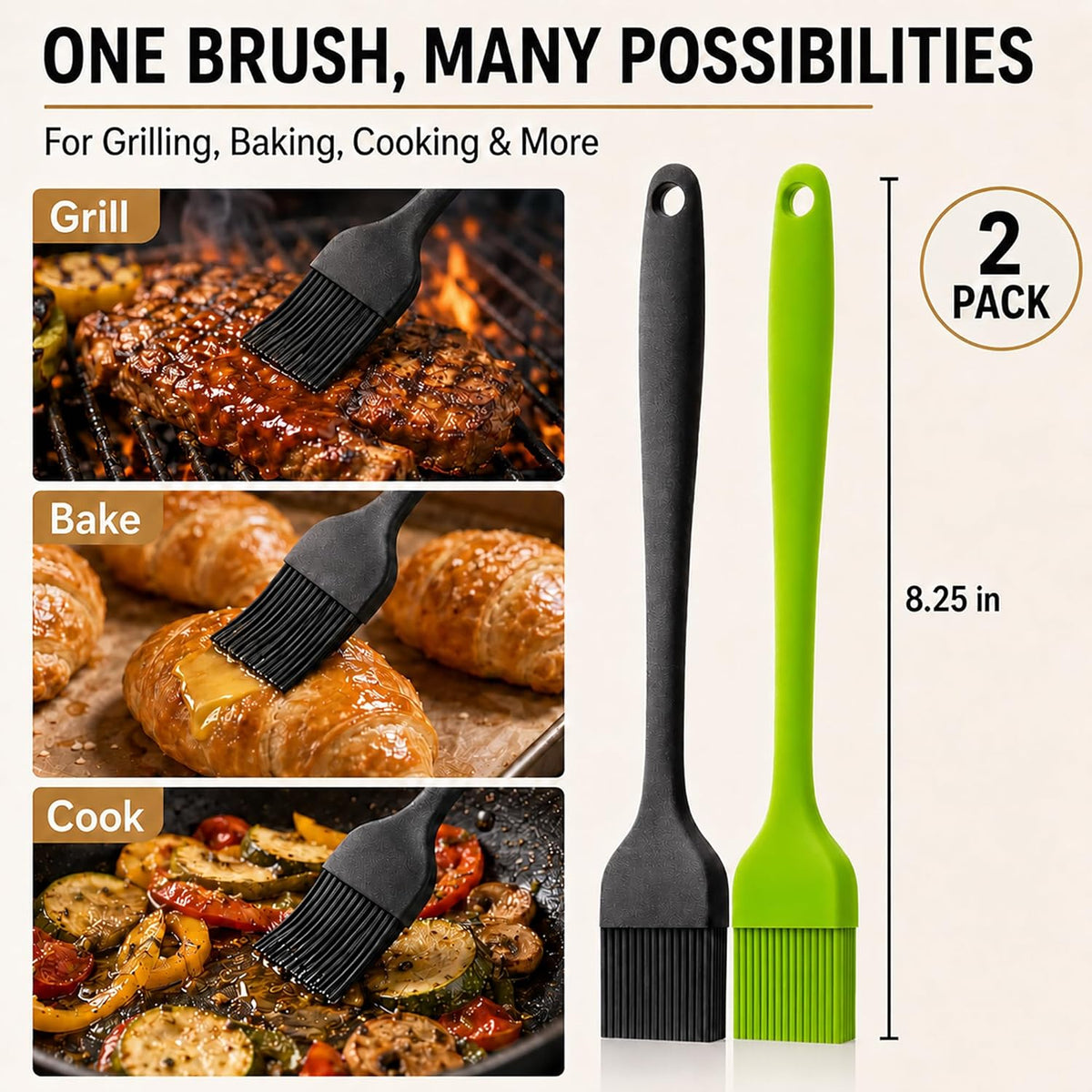 Silicone Basting Pastry Brush for Baking Bbq Spread Oil Butter