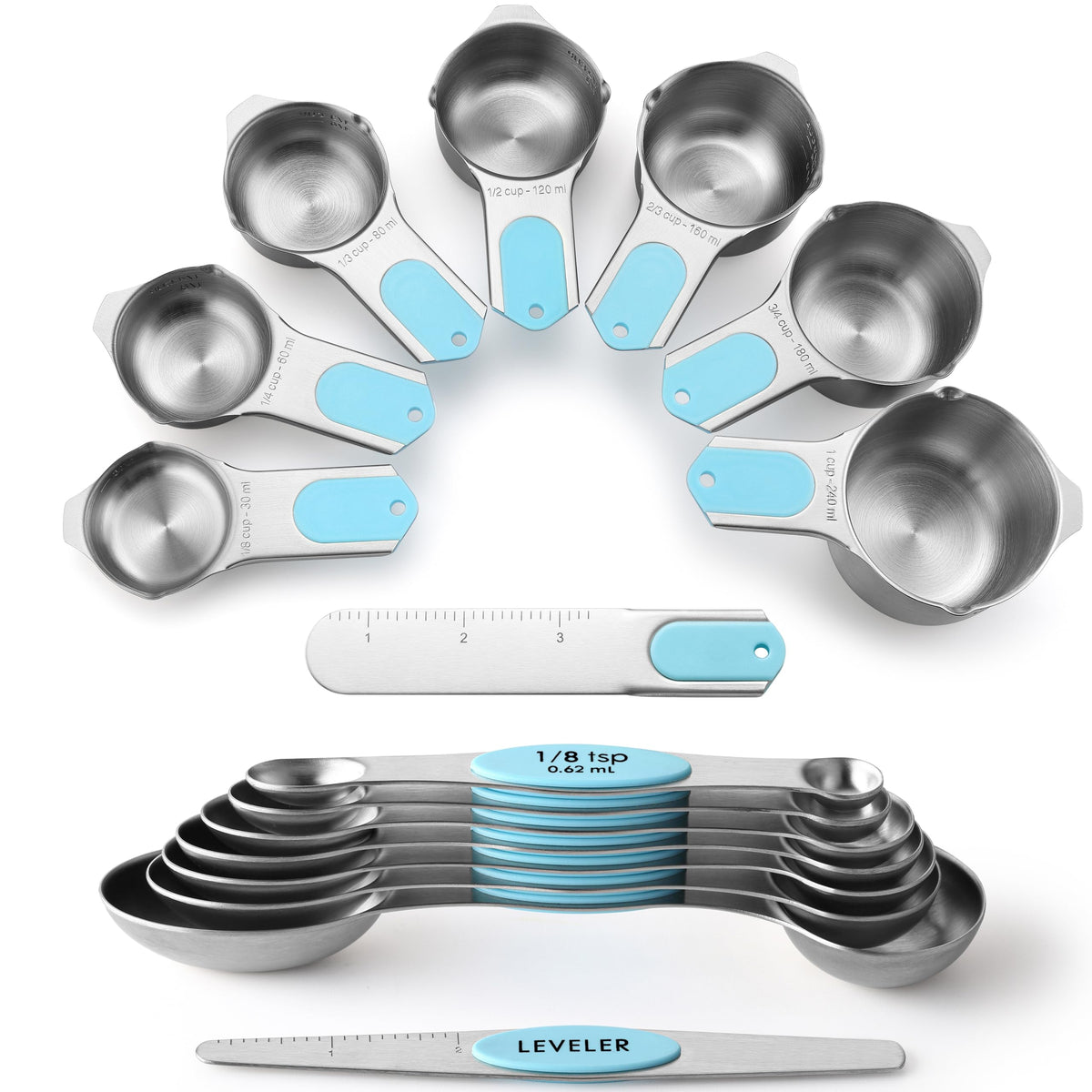 Spring Chef Magnetic Measuring Cups & Spoons Set of 9 with Leveler, Black