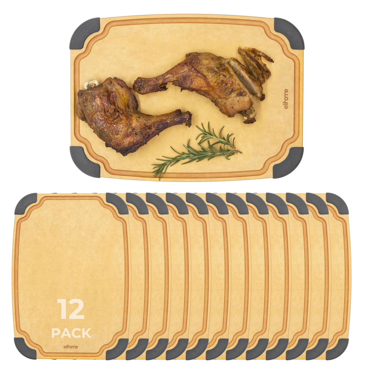 Elihome Essential Series Wood Fiber Cutting Board for Kitchen, Knife Friendly, Dishwasher Safe, Non-Slip Feet, Juice Groove, Reversible, Non-Porous, Eco Friendly, 10"x 7" SMALL
