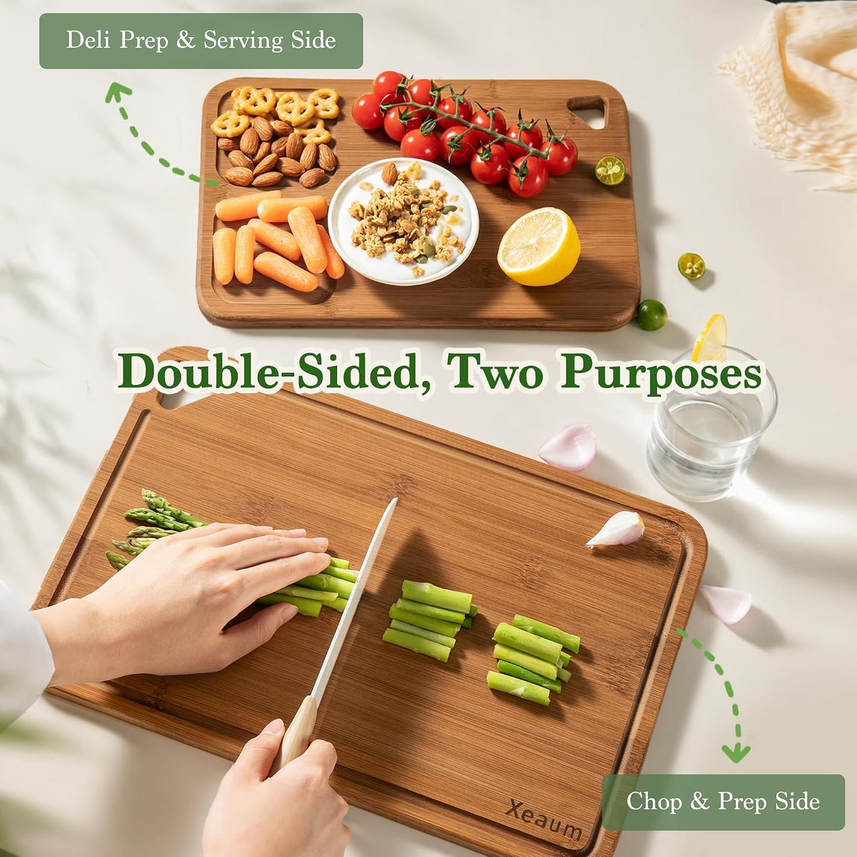 Bamboo Cutting Board 3-Piece Wooden Bread Boards for kitchen