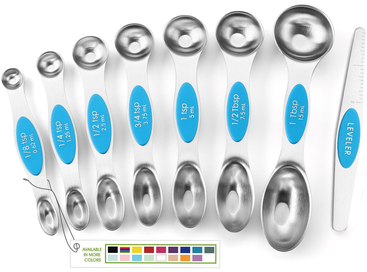 Spring Chef Stainless Steel Magnetic Measuring Spoons Set of 8, Pastel