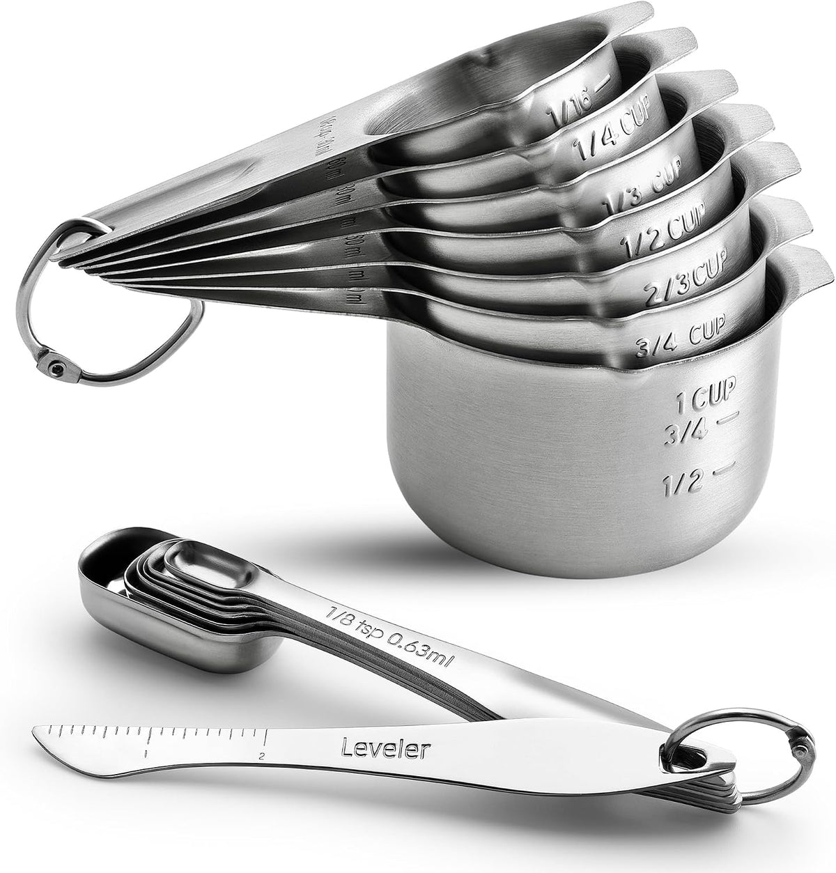 Spring Chef Stainless Steel Measuring Cups and Spoons Set of 14 w/Leveler