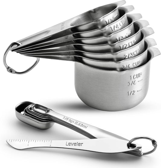 Spring Chef Stainless Steel Measuring Cups and Spoons Set of 14 w/Leveler