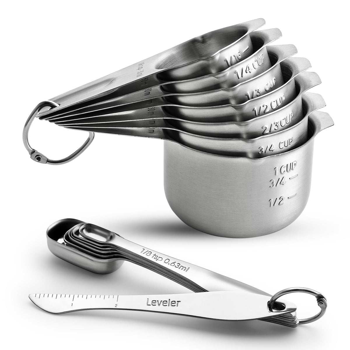 Spring Chef Nesting Stainless Steel Measuring Spoons Set of 7 with Leveler