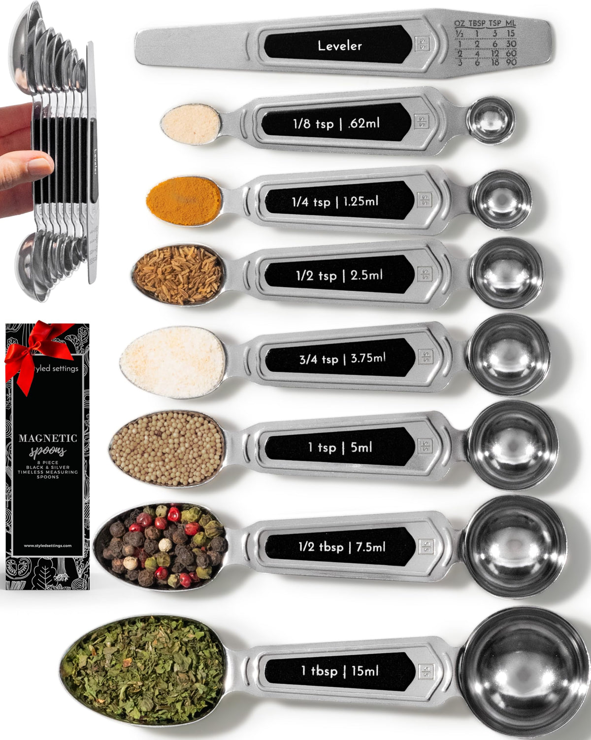 Styled Settings Copper Measuring Spoons Set with Leveler, 8-Piece