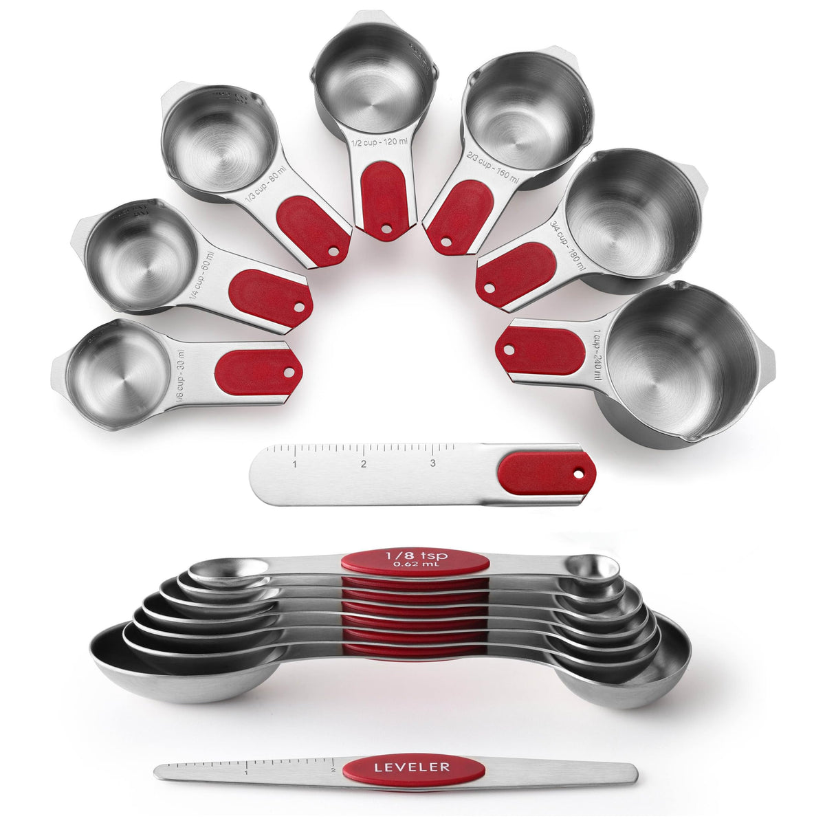 Spring Chef Magnetic Measuring Cups & Spoons Set of 9 with Leveler, Black