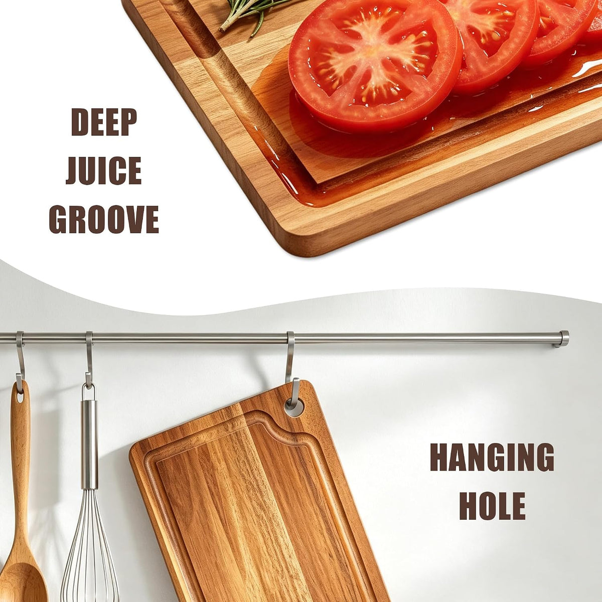 Acacia Wood Small Cutting Board for Kitchen 10x7'' Mini Chopping Bar Board