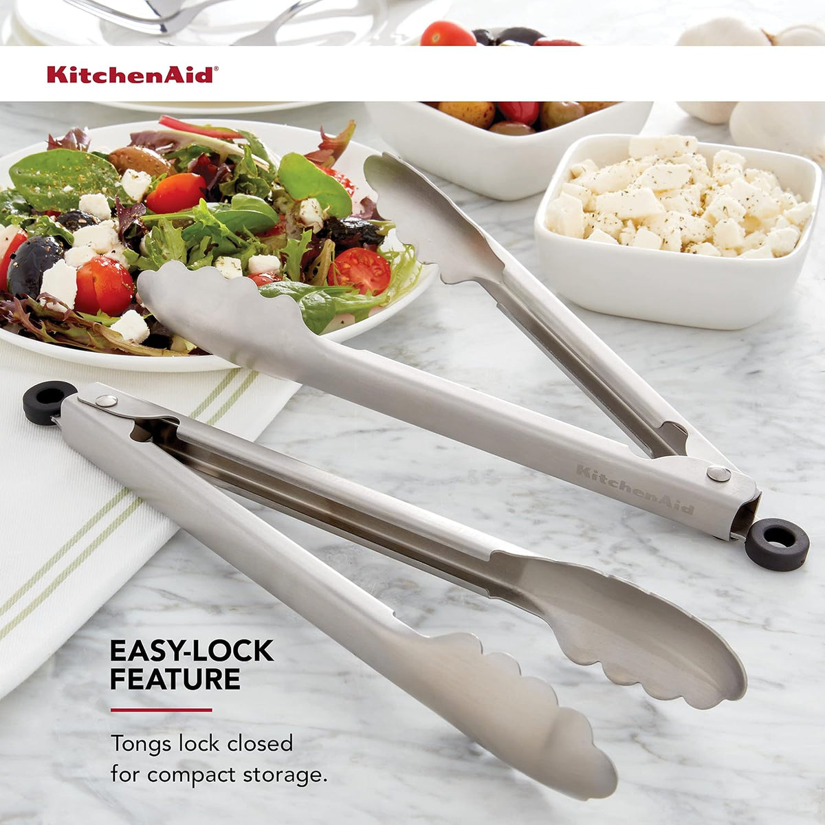 KitchenAid Universal Utility and Serving Stainless Steel Kitchen Tongs, Set of 2