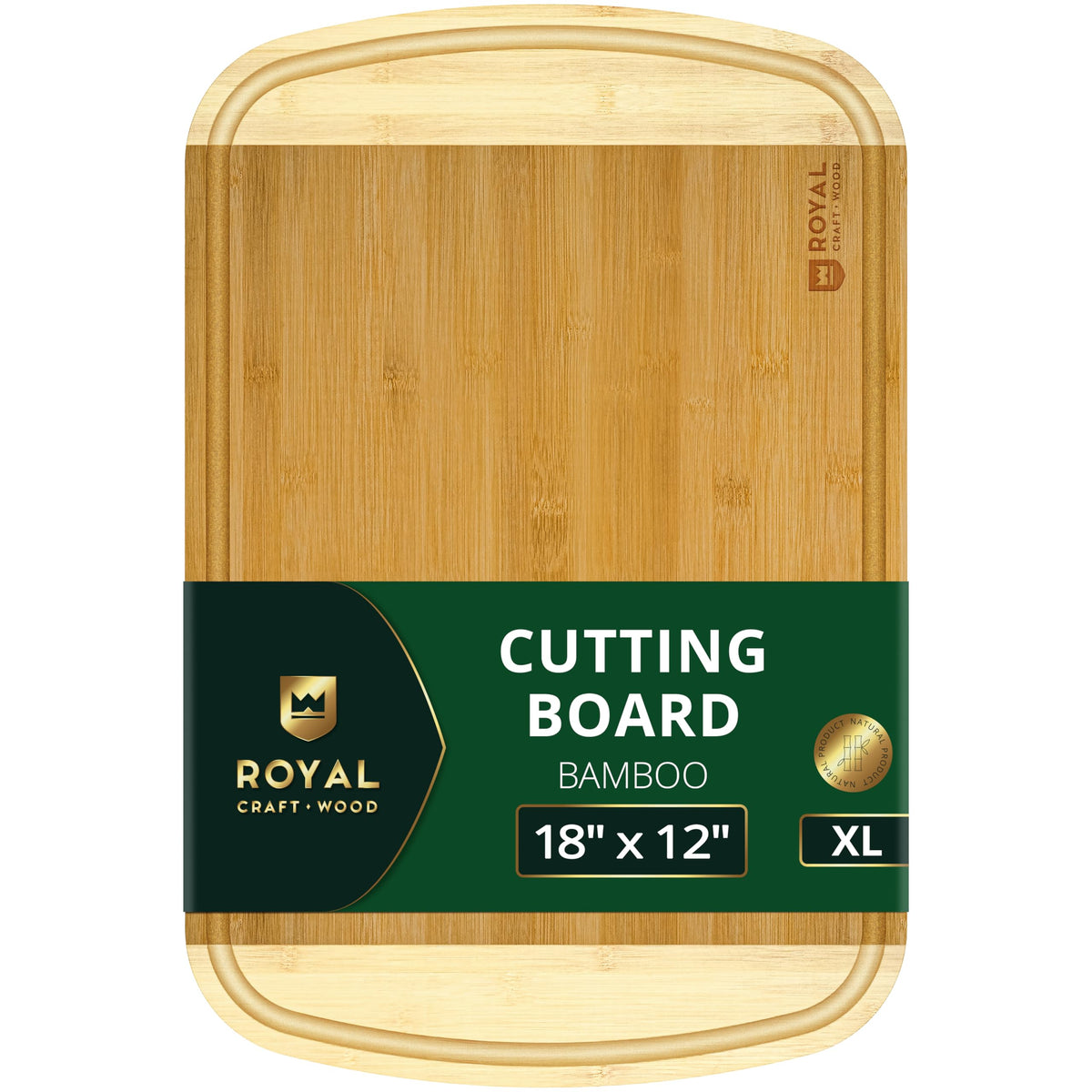 ROYAL CRAFT WOOD Wooden Cutting Boards for Kitchen Appliances - Non Toxic Bamboo Wood Cutting Board Set with Deep Juice Groove, Side Handles, Charcuterie & Butcher Block for Meat, Meal Prep & Serving