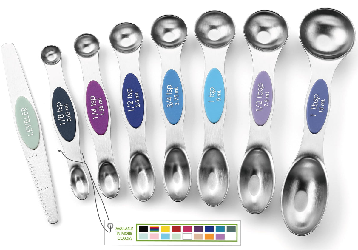Spring Chef Magnetic Measuring Spoons Set of 8 for Kitchen, Multicolor