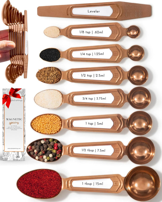 Styled Settings Copper Measuring Spoons Set with Leveler, 8-Piece