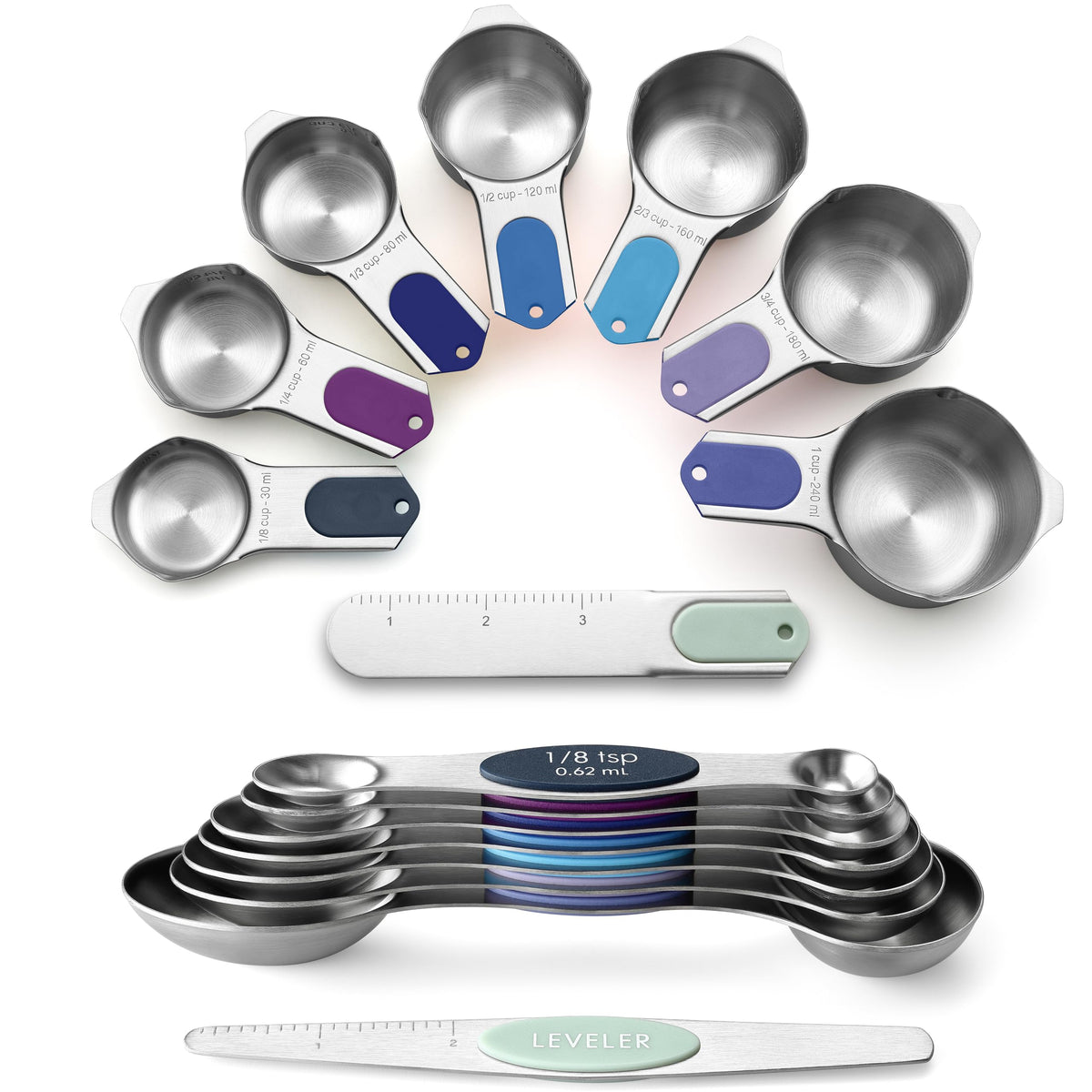 Spring Chef Magnetic Measuring Cups & Spoons Set of 9 with Leveler, Black