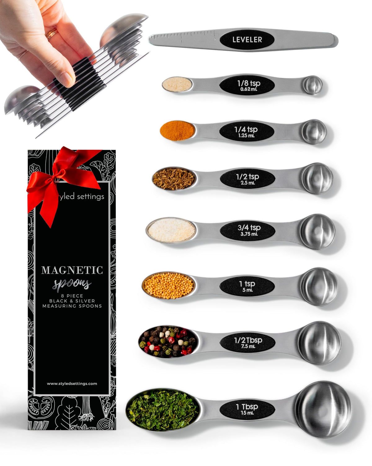 Styled Settings Magnetic Measuring Spoons Set, Gold