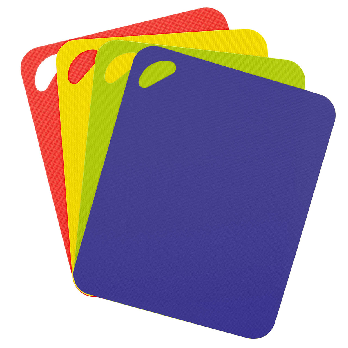 Dexas Heavy Duty Cutting Board Grippmat, Flexible Cutting Boards for Kitchen, Set of 4, Non Slip Plastic Board Cutting Mat Small Size 5.5 x 8, Blue, Green, Yellow, Red Set, Kitchen Gadgets