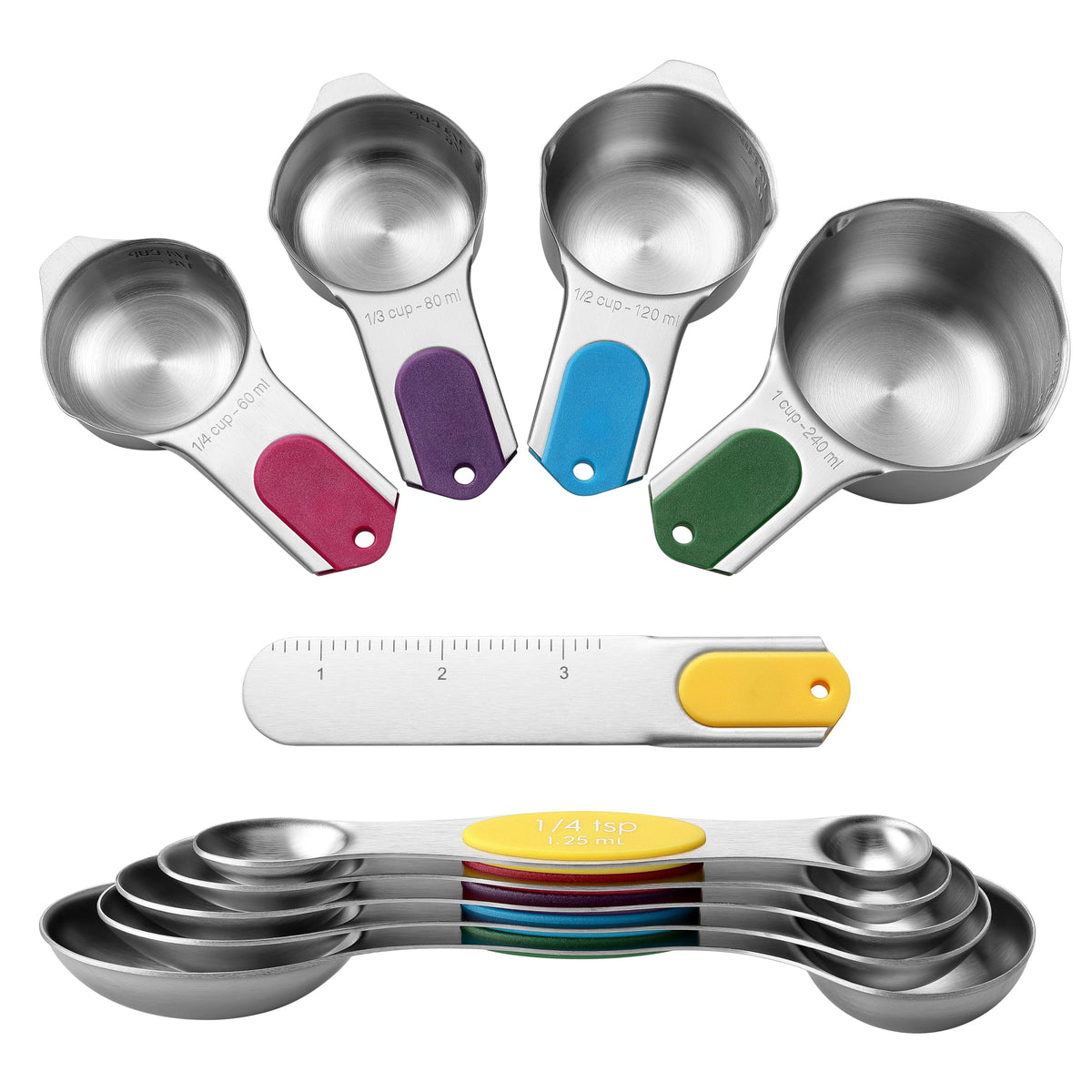 Spring Chef Magnetic Measuring Cups & Spoons Set of 9 with Leveler, Black