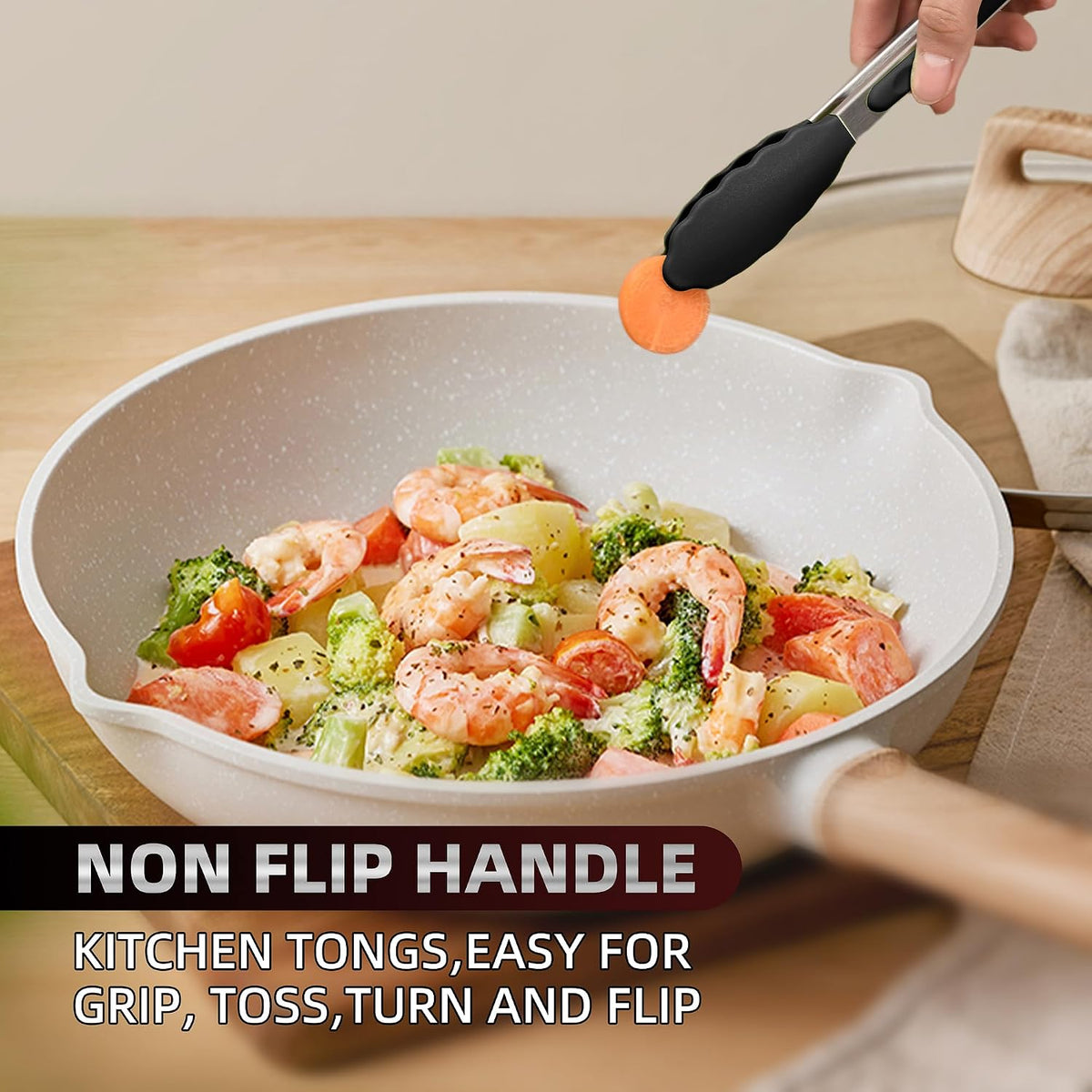 Stainless Steel Kitchen Tongs Set, 3 Pack with Silicone Tips