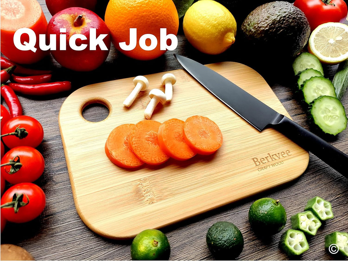 2 PCs Berkvee Small FSC-CERTIFIED Bamboo Wood Cutting Board Set – Mini Lightweight Wooden Cutting Board- BPA Free
