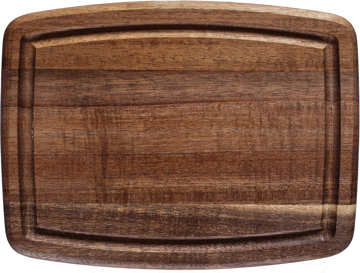 TB Home Acacia Wood Cutting Board with Juice Groove, Wooden Small Cutting Board for Kitchen, 8" x 6" x 5/8"