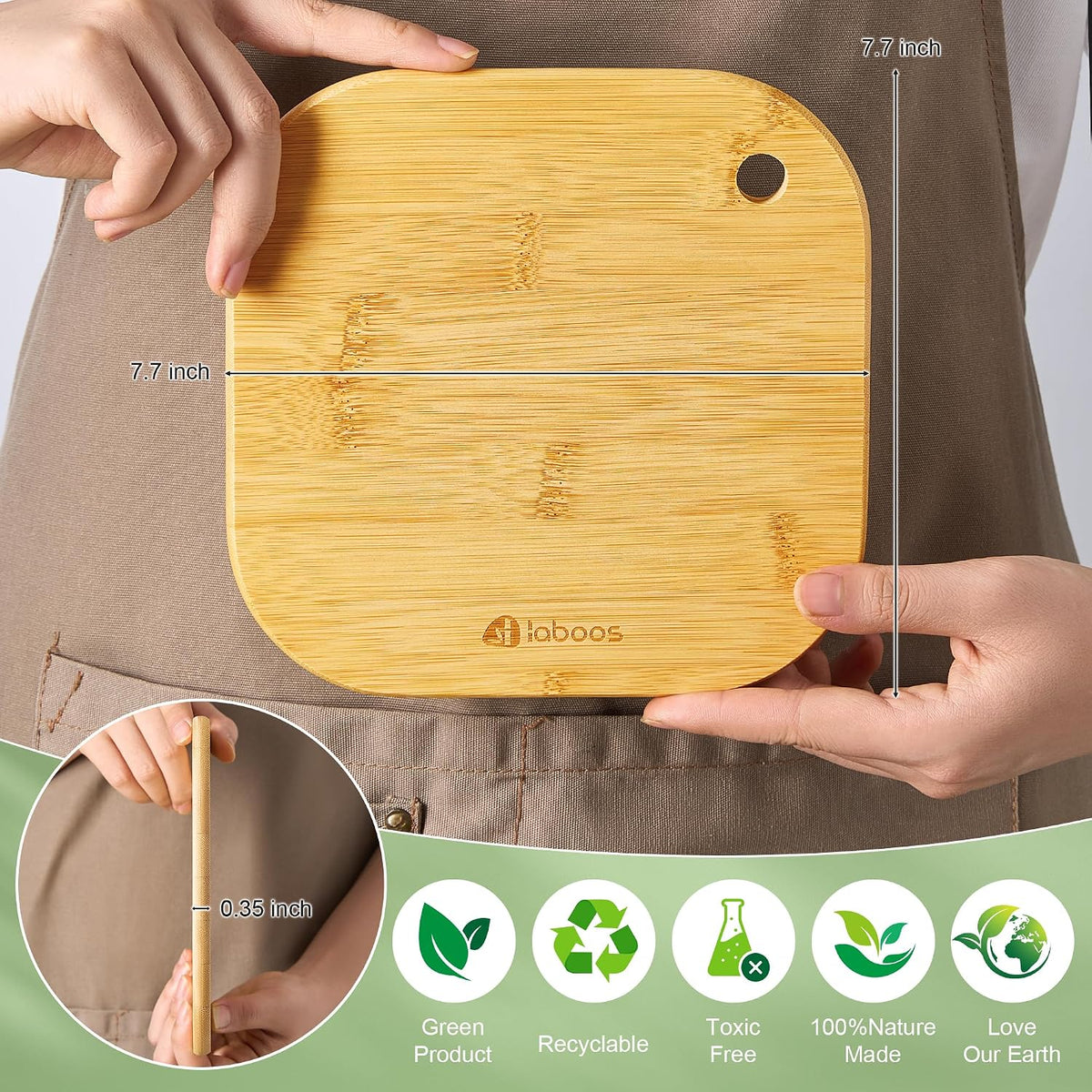 Home Mini Cutting Board Small Fruit Cutting Board Solid Bamboo Wood Board for Baby Infant dormitoryＩSet of 2